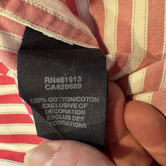 Robert Graham Men's XL Long Sleeve Shirt Red White Stripe Flip Cuff Patch - Picture 11 of 13